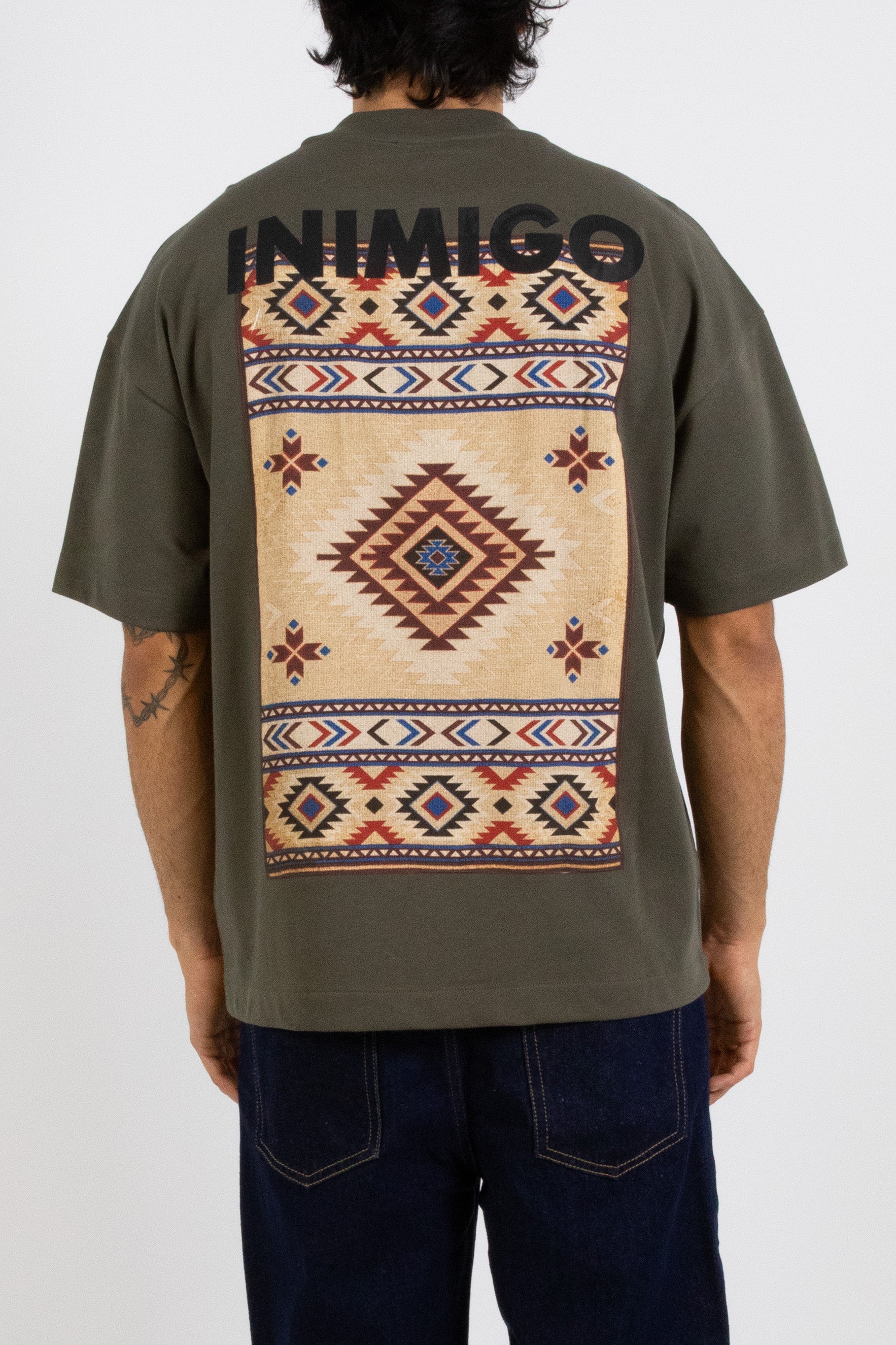 Inimigo , Carpet Green T-Shirt , Man Fashion , Luxury T-shirt,Navajo print t-shirt