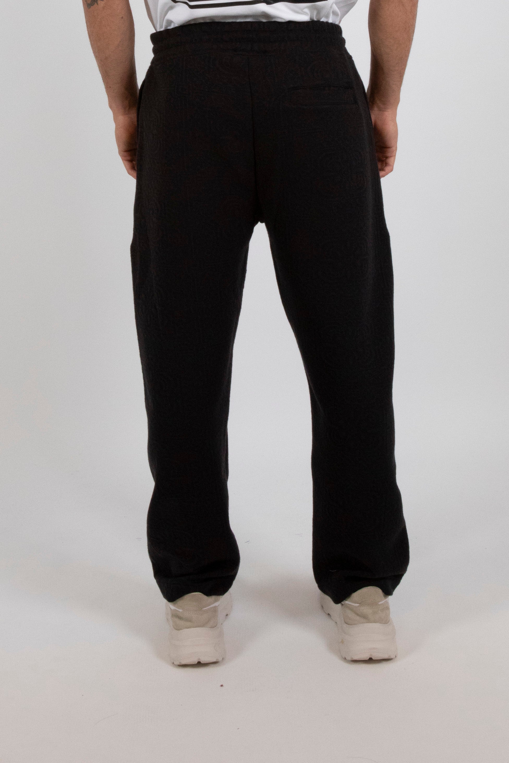 Inimigo, Black Jacquard Sweatpants, Man Fashion, Luxury Sweatpants, Jacquard fabric sweatpants
