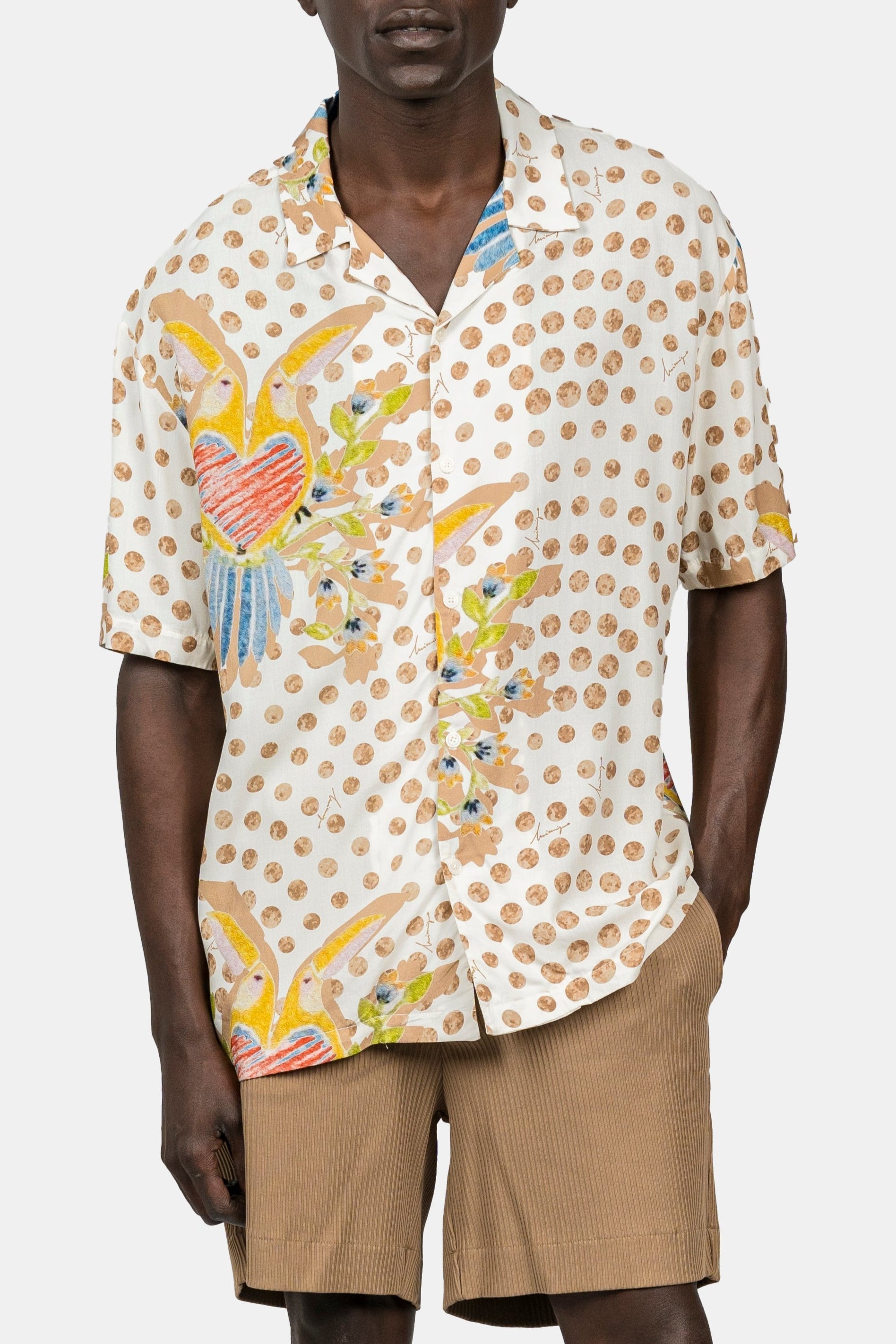 INIMIGO HEART BIRDS ALL OVER BUTTON SHIRT FRONT