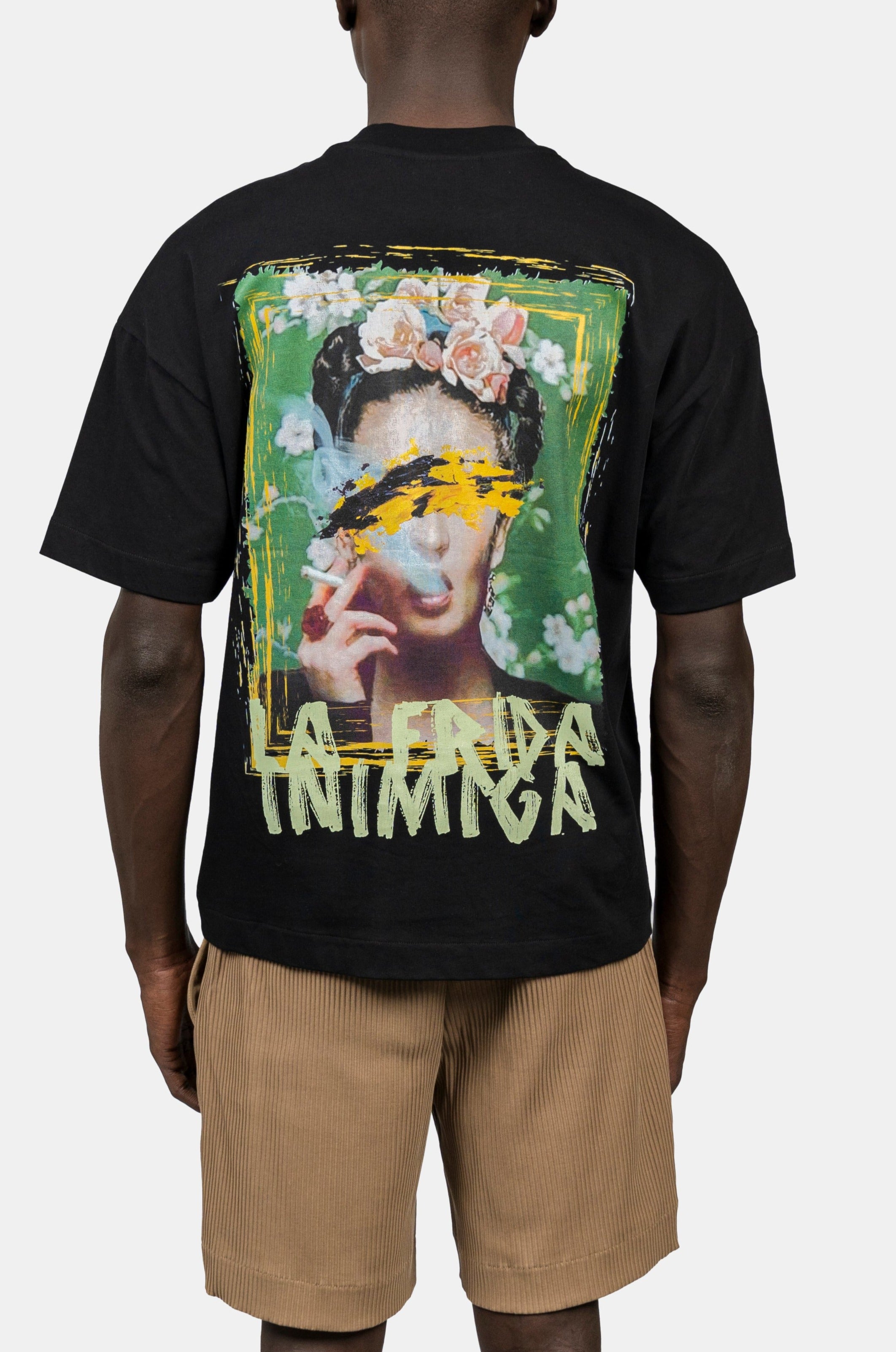 INIMIGO FRIDA SMOKING OVERSIZED BLACK T-SHIRT BACK