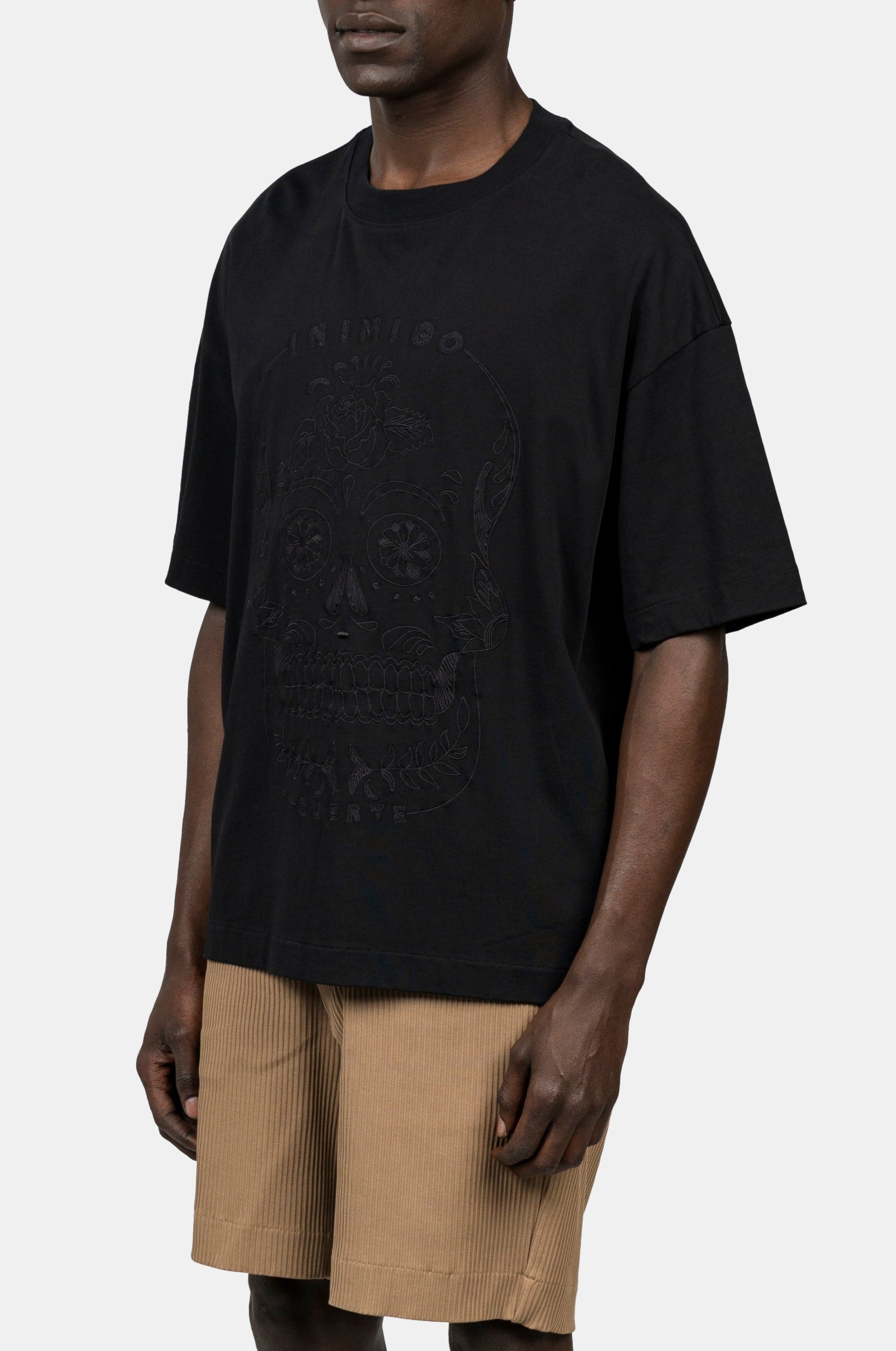 INIMIGO SKULL OVERSIZED BLACK T-SHIRT SIDE