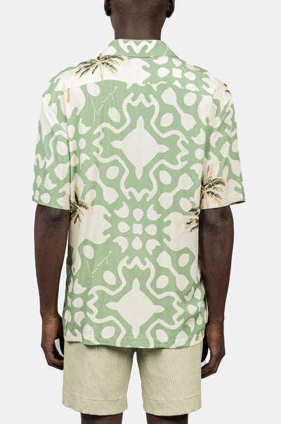 INIMIGO PALM ALL OVER GREEN BUTTON SHIRT BACK