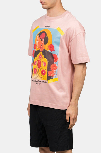 INIMIGO ART FLOWER OVERSIZED PINK T-SHIRT SIDE