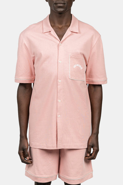 INIMIGO PIPPING ROCKS SHORT SLEEEVE pink BUTTON SHIRT front