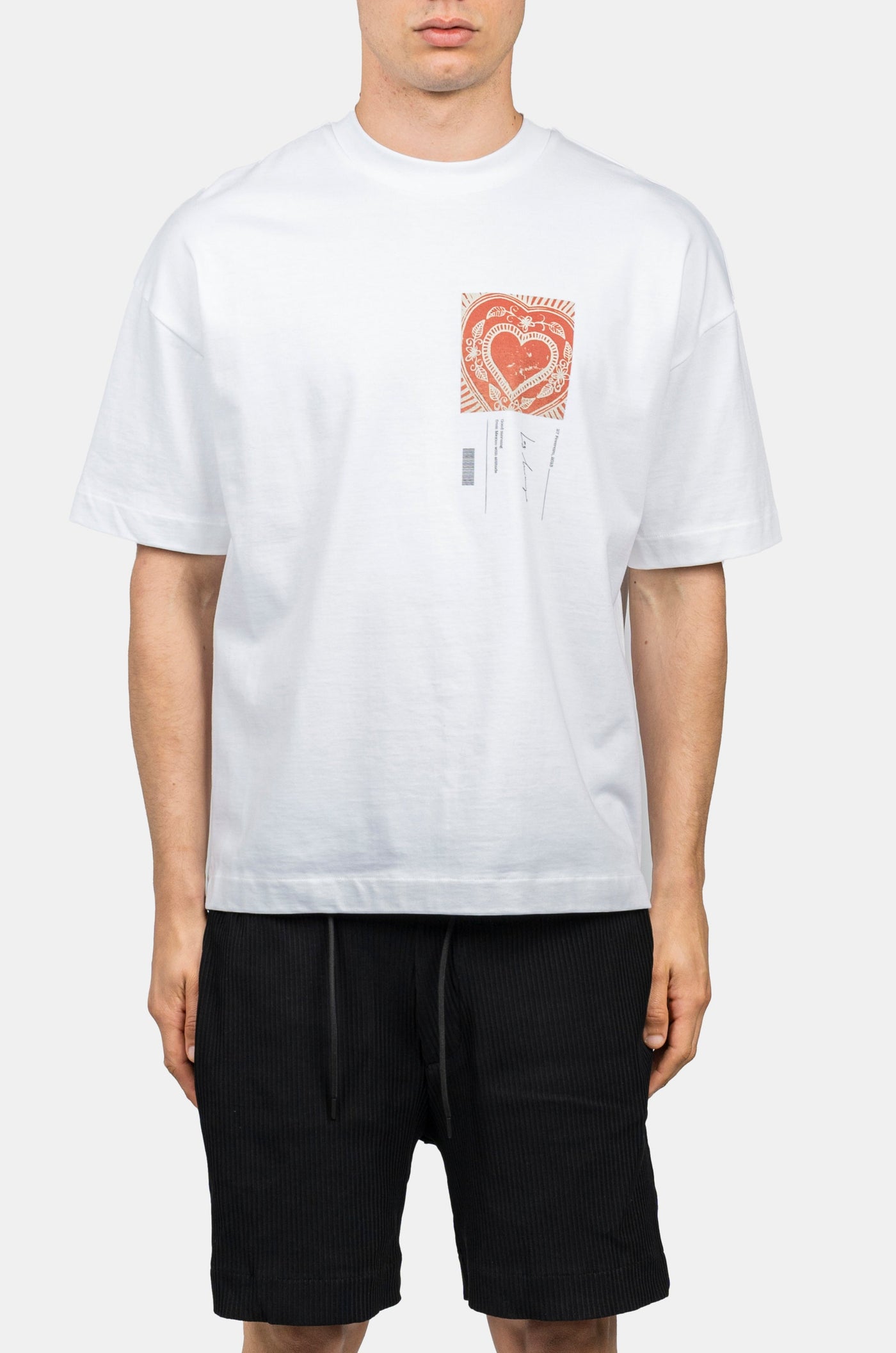 INIMIGO HEART POSTCARD COMFORT WHITE T-SHIRT FRONT