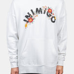 INIMIGO LOGO FLOWERS OVERSIZED WHITE HOODIE FRONT