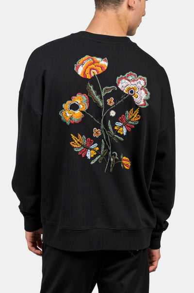 INIMIGO EMBROIDERY FLOWERS BLACK SWEATSHIRT BACK