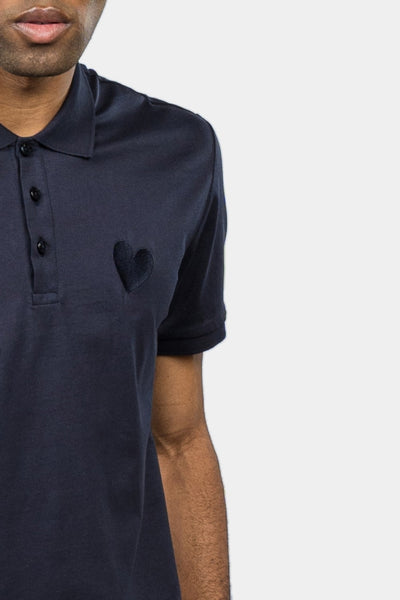 Classic Embroidery Heart Jersey Mid Blue Polo