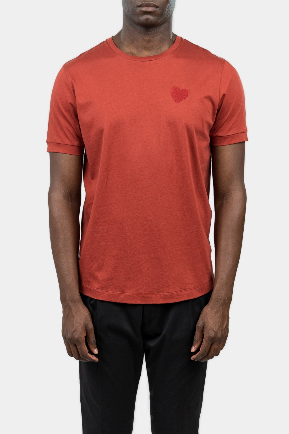Classic Embroidery Heart Baked Clay T-shirt