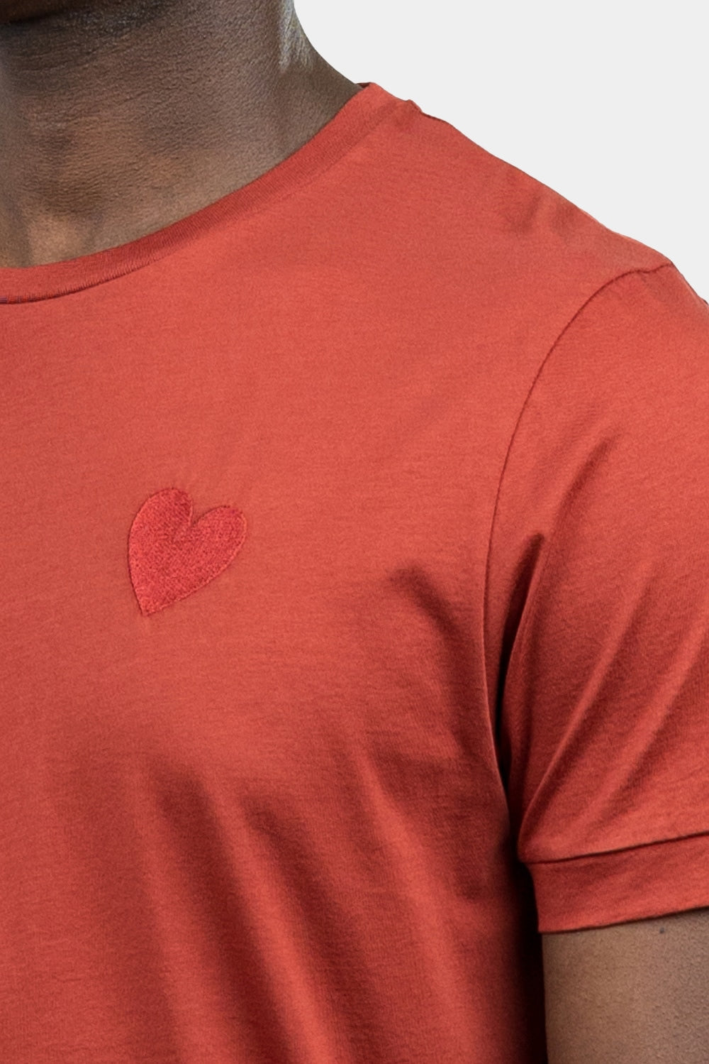 Classic Embroidery Heart Baked Clay T-shirt