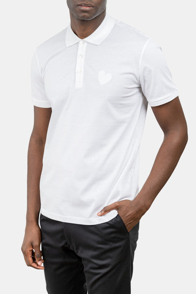Classic Embroidery Heart Jersey White Polo
