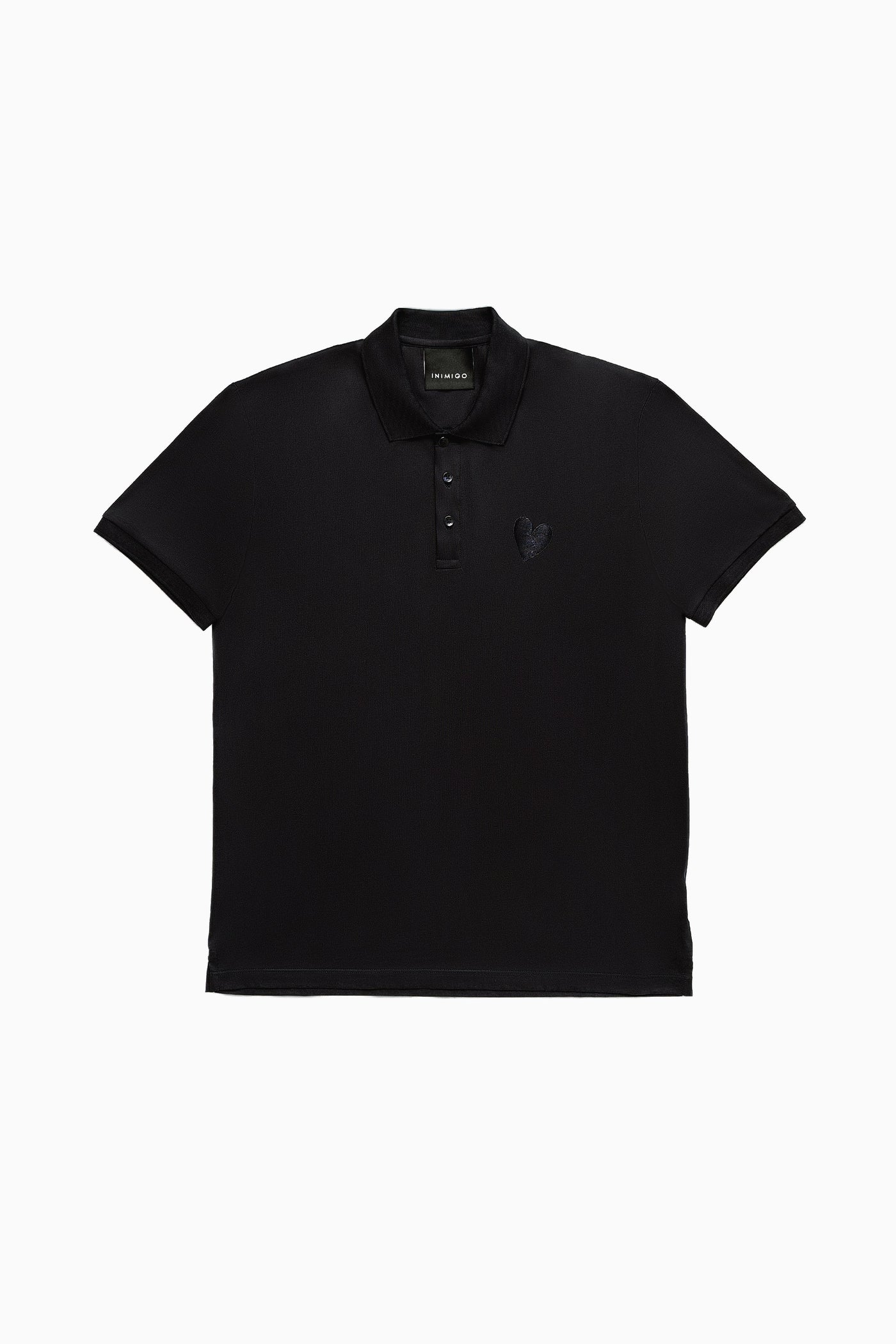 Classic Embroidery Heart Jersey Black Polo