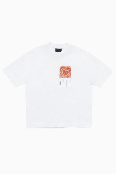 INIMIGO HEART POSTCARD COMFORT WHITE T-SHIRT FLAT