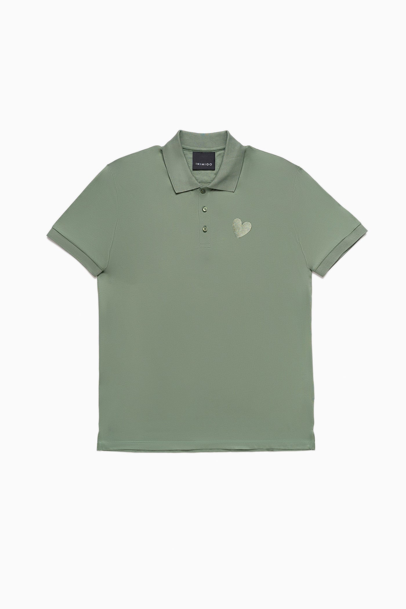 Classic Embroidery Heart Jersey Olivine Polo
