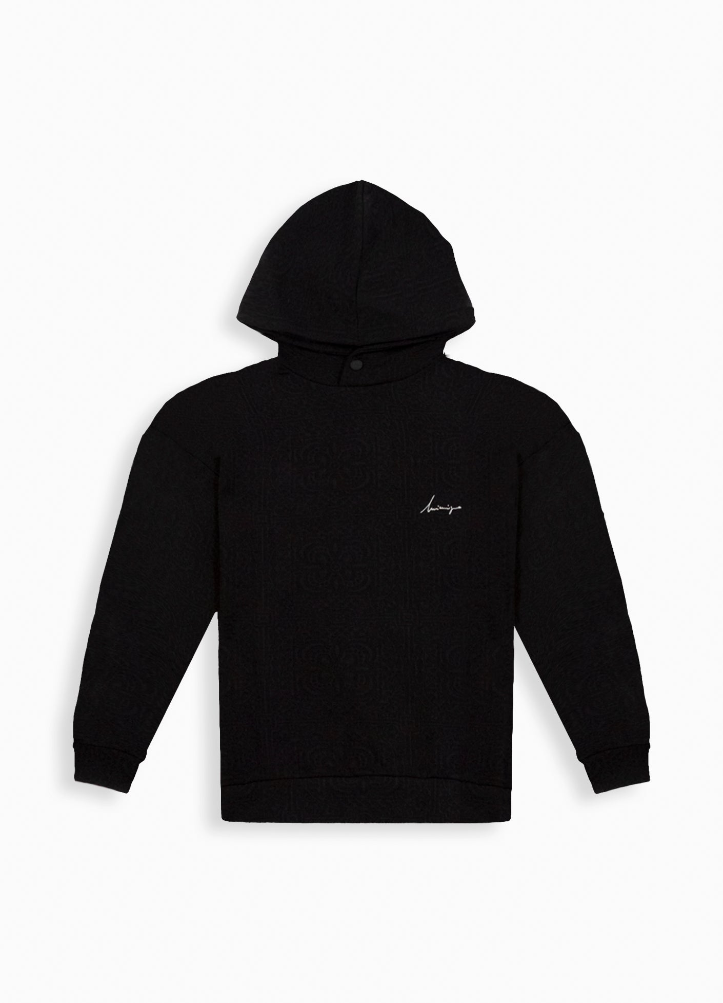 INIMIGO FLOWER JACQUARD Black HOODIE Fall Winter flat front

