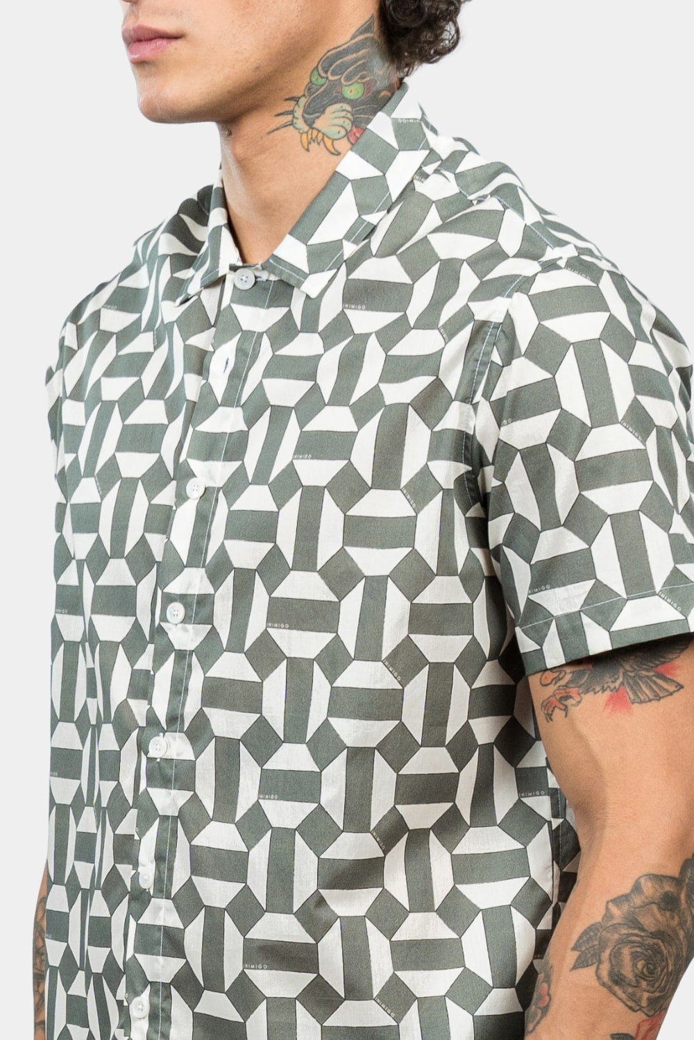 Retro Geometric Button Shirt