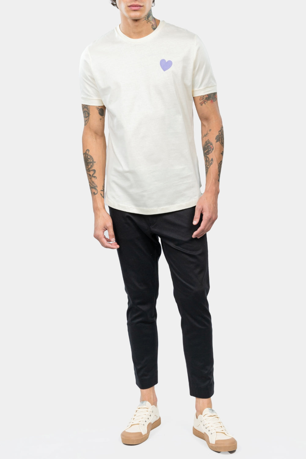 INIMIGO Classic Heart White Regular Fit T-Shirt Menswear